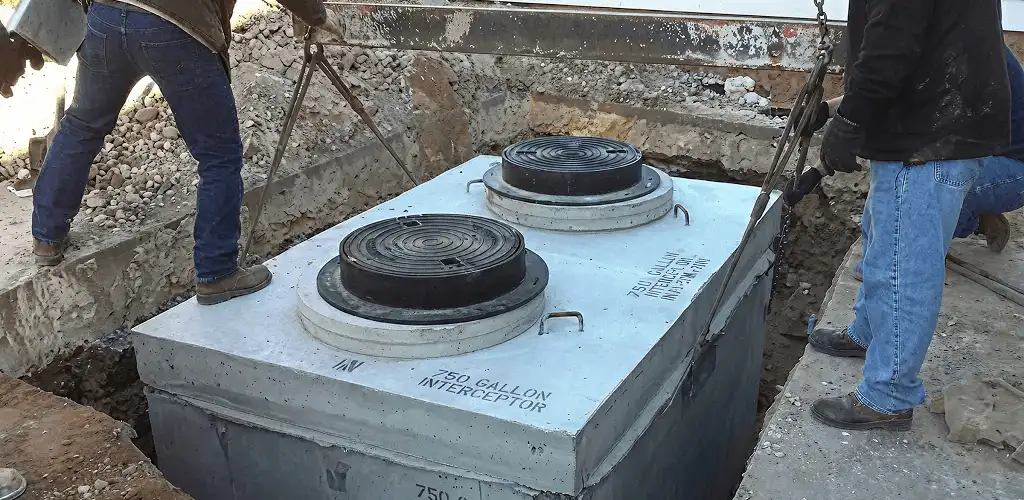 Grease trap installation for a commercial property drainage system in Raleigh, NC