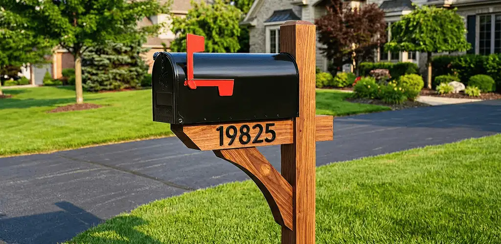 New mailbox installation with post and address number for a home in Raleigh, NC