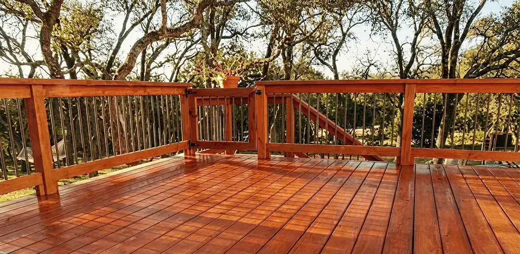 Deck sealing results with a freshly sealed wood deck in Raleigh, NC